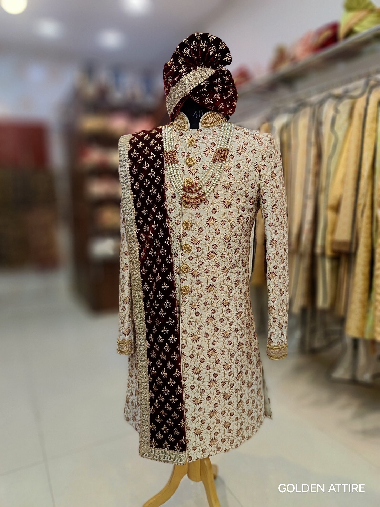 Elegant Ivory Sherwani for Groom, Premium Wedding Outfit