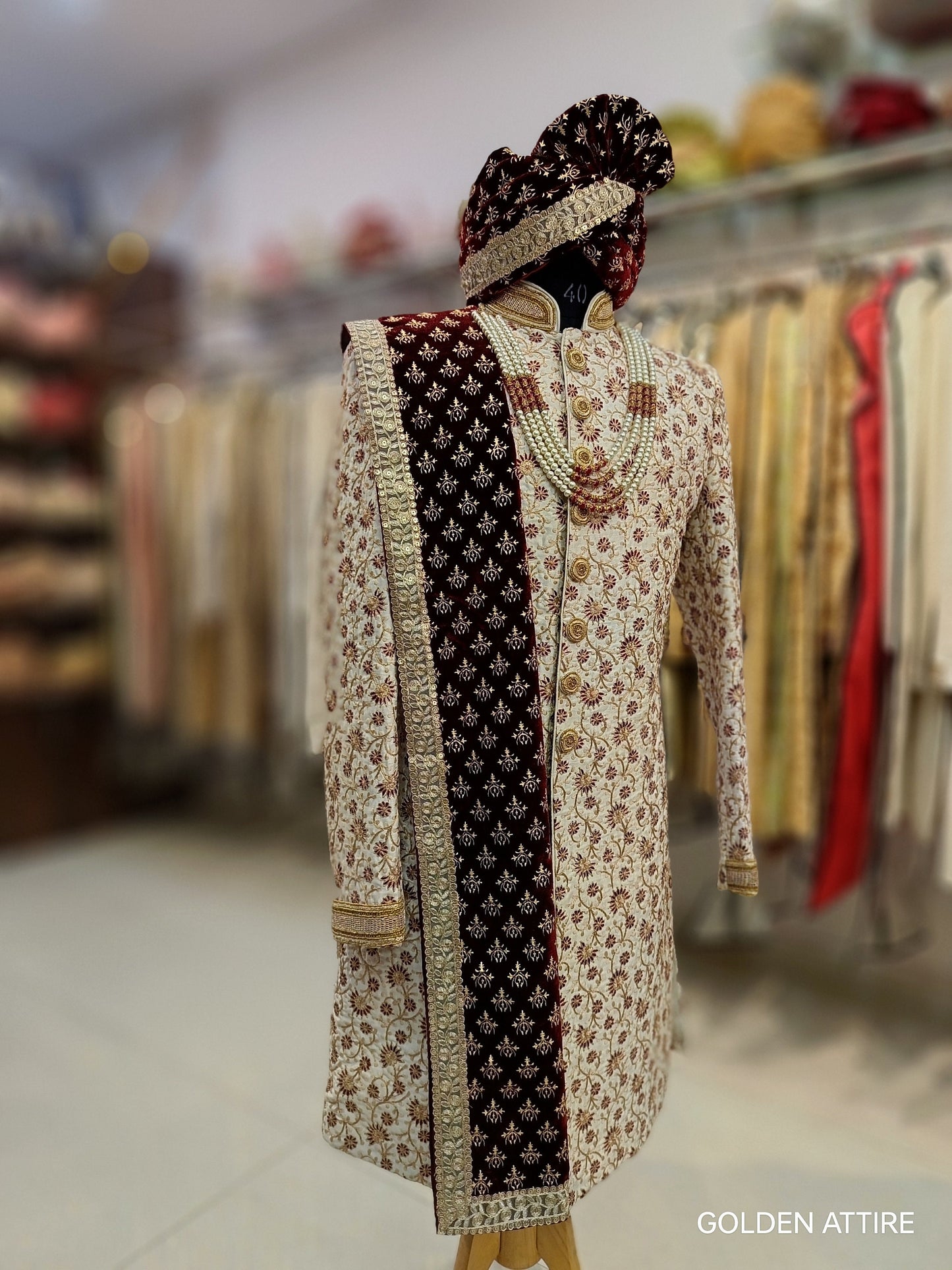 Elegant Ivory Sherwani for Groom, Premium Wedding Outfit