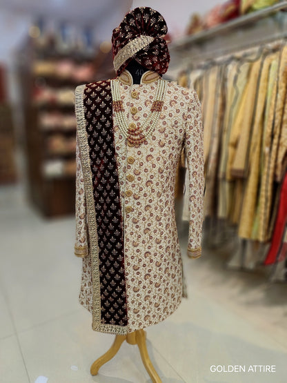 Elegant Ivory Sherwani for Groom, Premium Wedding Outfit