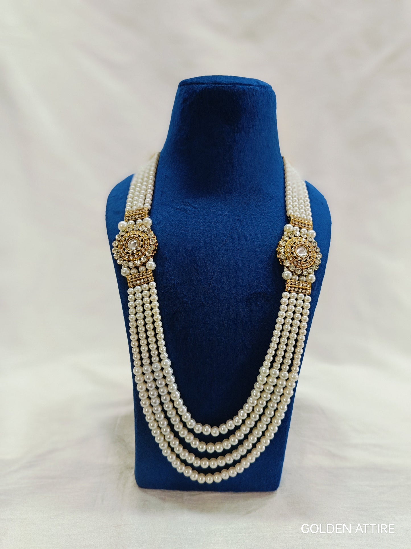 Groom Sherwani Necklace: Pearl & Stone Beaded Wedding Jewelry