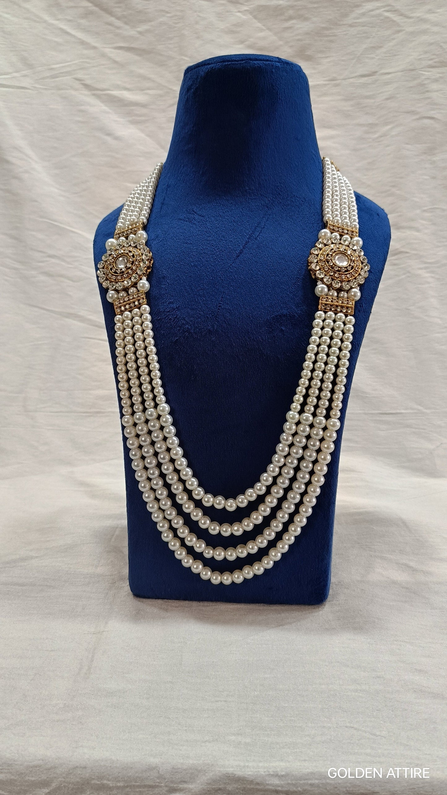 Groom Sherwani Necklace: Pearl & Stone Beaded Wedding Jewelry