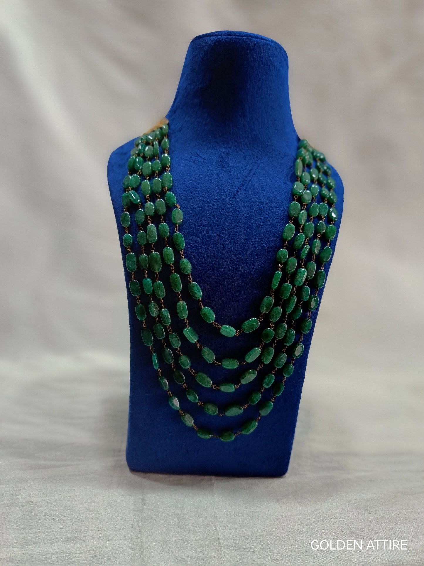 Emerald Green Groom Kantha Necklace, Indian Wedding Sherwani Jewelry