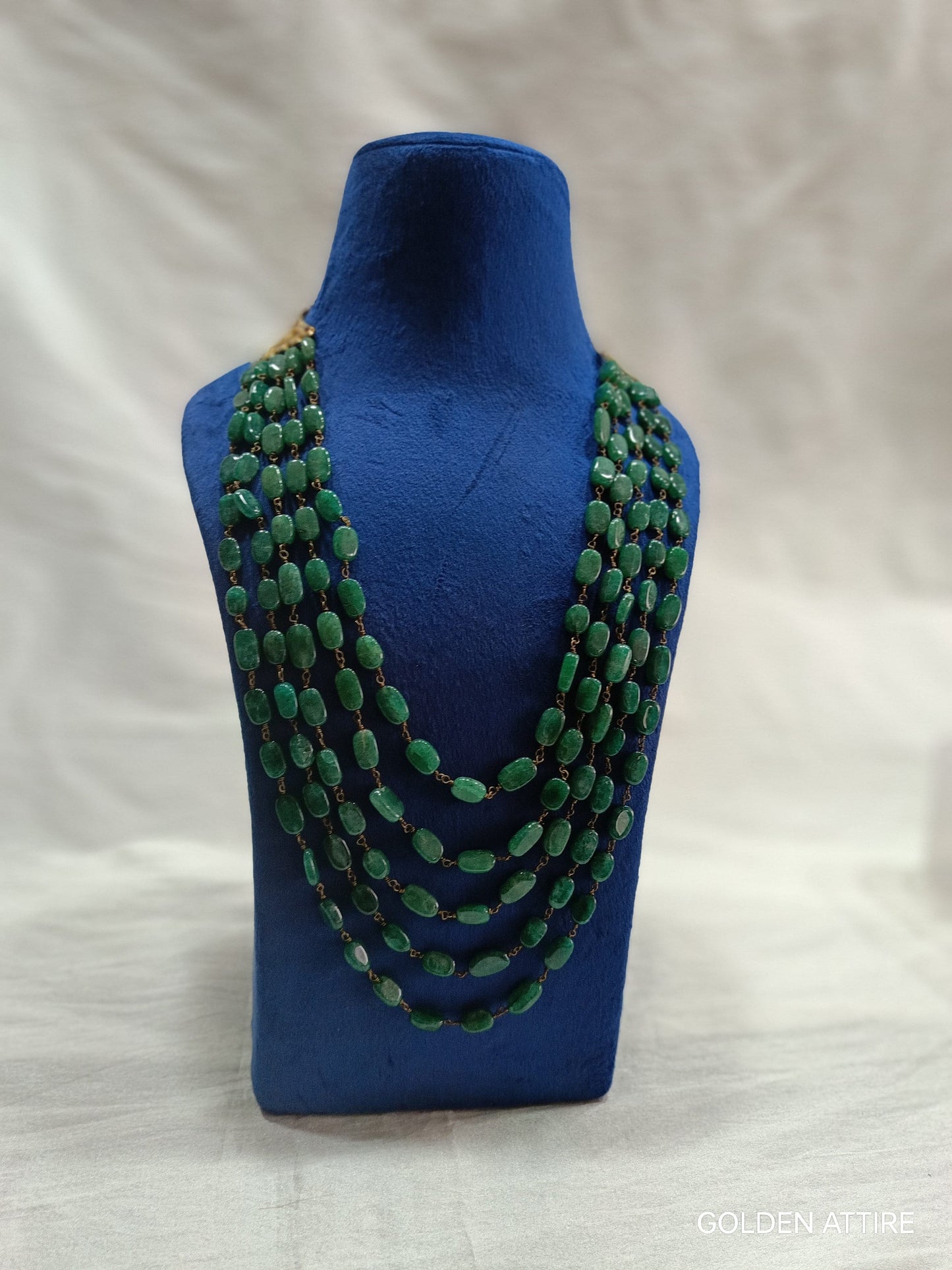 Emerald Green Groom Kantha Necklace, Indian Wedding Sherwani Jewelry