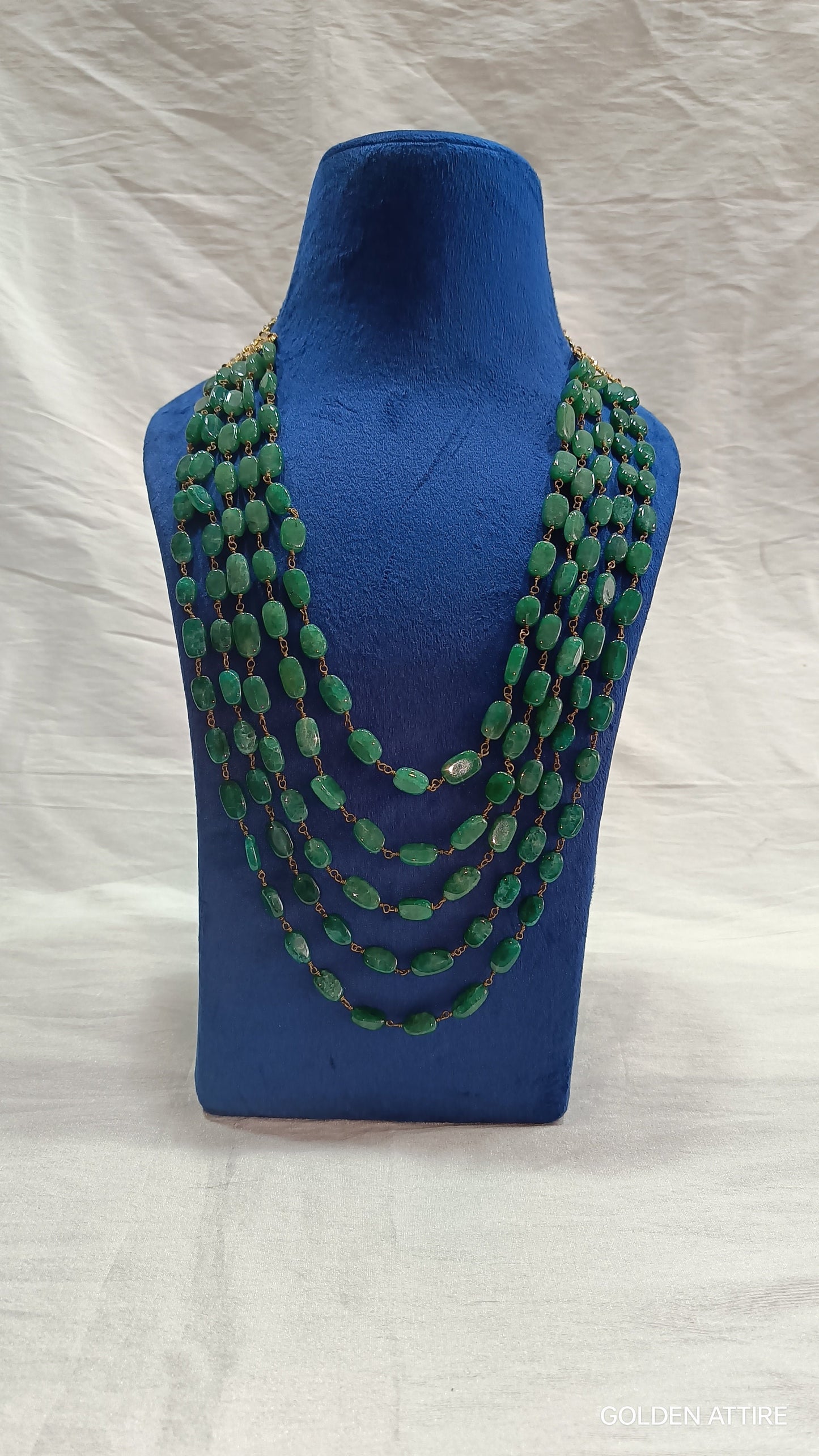 Emerald Green Groom Kantha Necklace, Indian Wedding Sherwani Jewelry