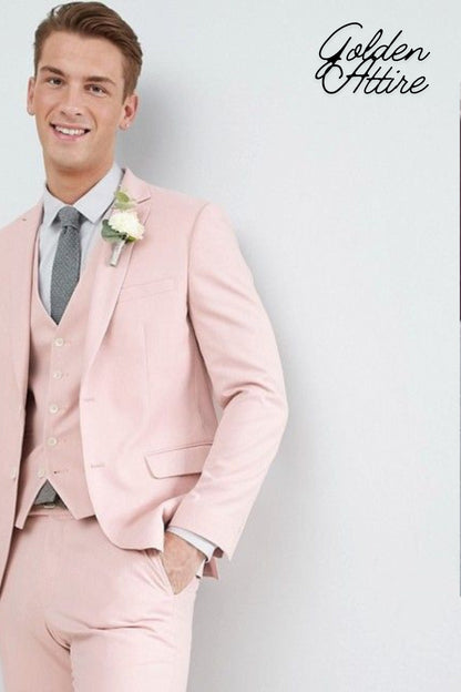 Dusty Rose Men's Suit: Two-Button Wedding Suit