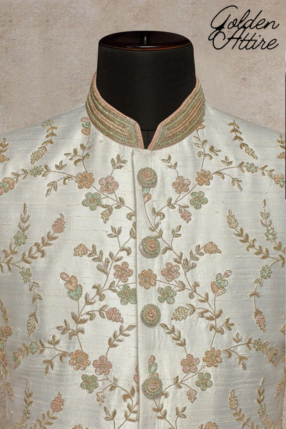 Embroidered Men's Sherwani: Luxury Ethnic Wedding Groom Outfit