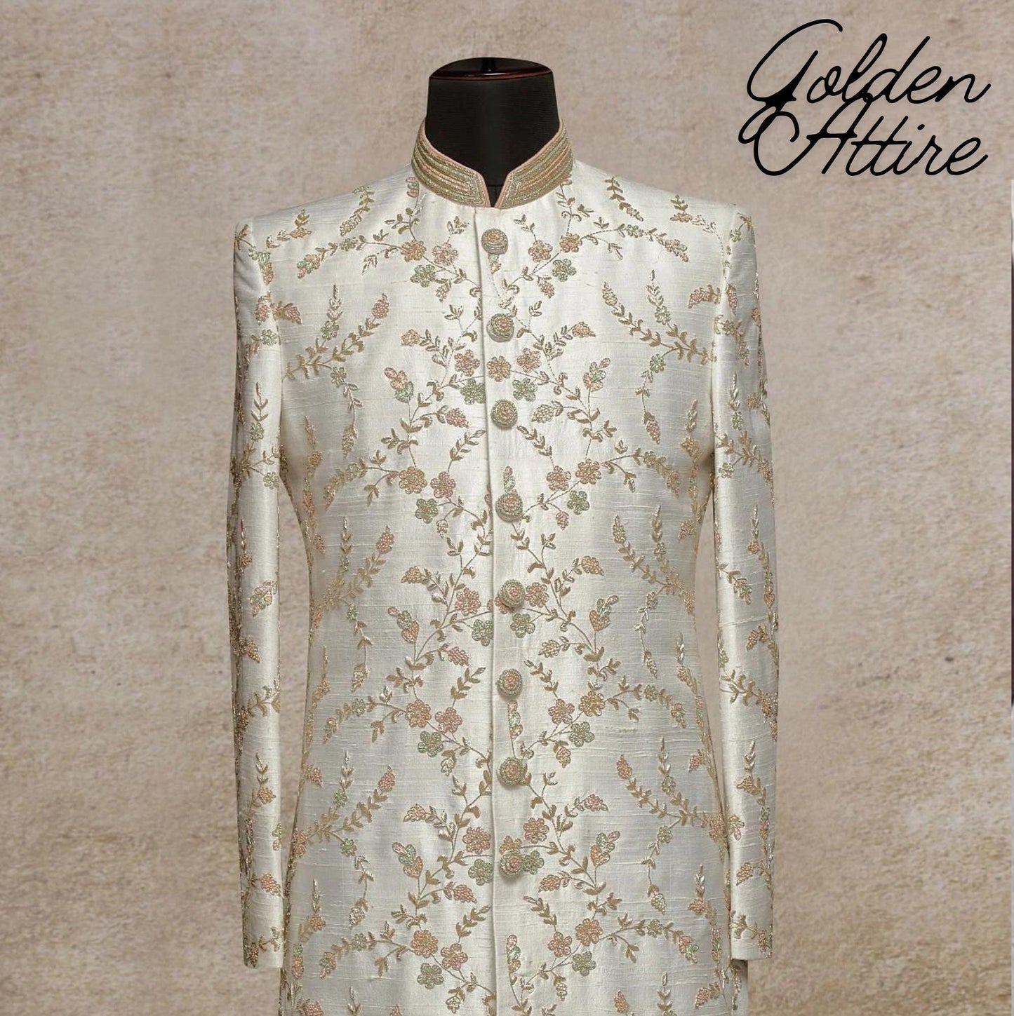 Embroidered Men's Sherwani: Luxury Ethnic Wedding Groom Outfit