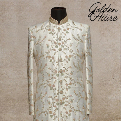 Embroidered Men's Sherwani: Luxury Ethnic Wedding Groom Outfit