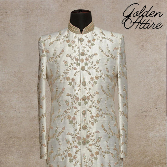 Embroidered Men's Sherwani: Luxury Ethnic Wedding Groom Outfit