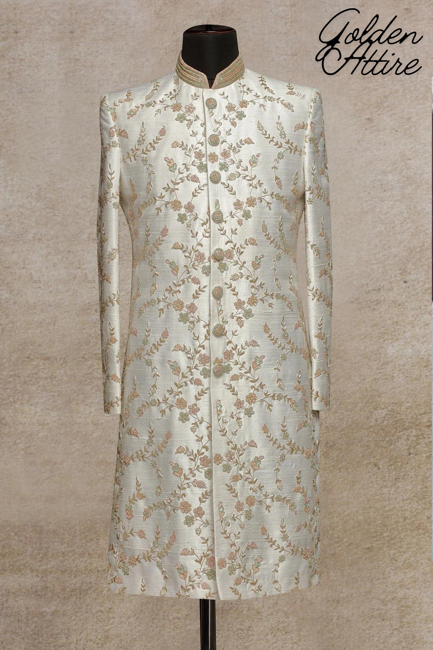 Embroidered Men's Sherwani: Luxury Ethnic Wedding Groom Outfit