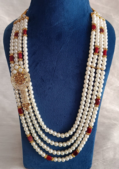 Groom's Pearl & Stone Bead Sherwani Necklace