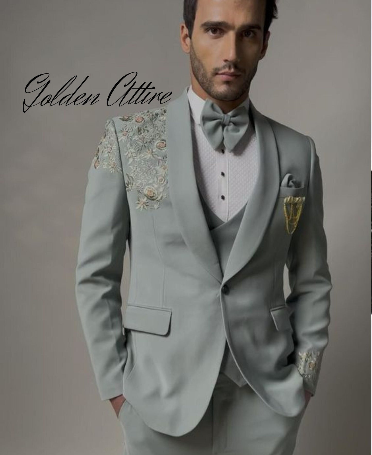 Green Three Piece Suit: Custom Men's Wedding Tuxedo