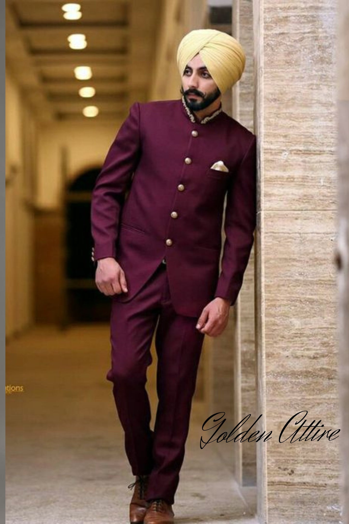 Maroon Jodhpur Suit: Slim Fit Tuxedo, Groom Wedding Outfit