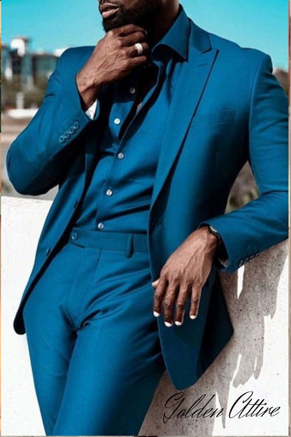Blue Men's 3 Piece Suit, Ethnic Wedding Wear, Stylish Look