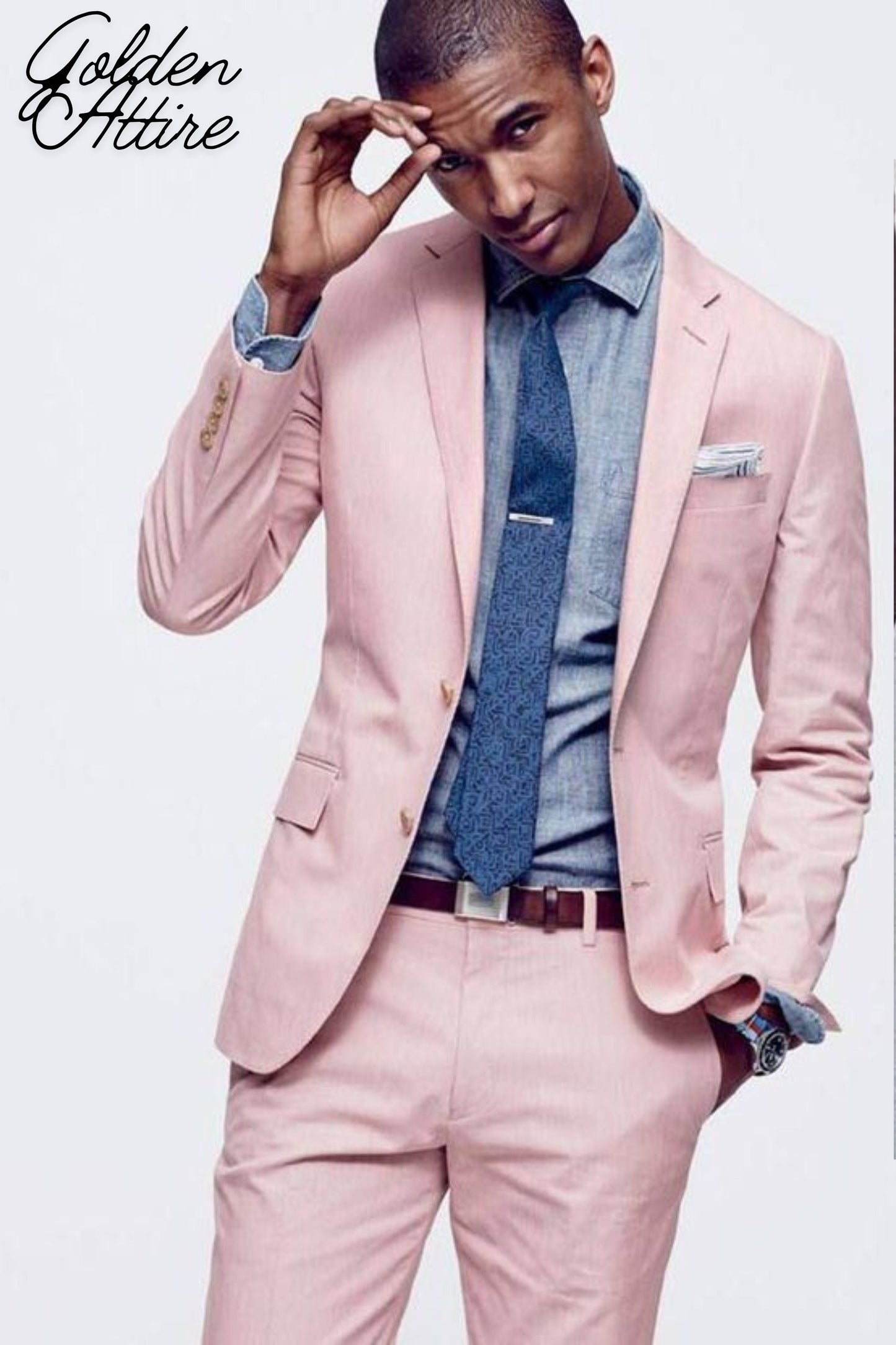 Peach Men's Suit: Slim Fit, One Button Wedding Groom Suit