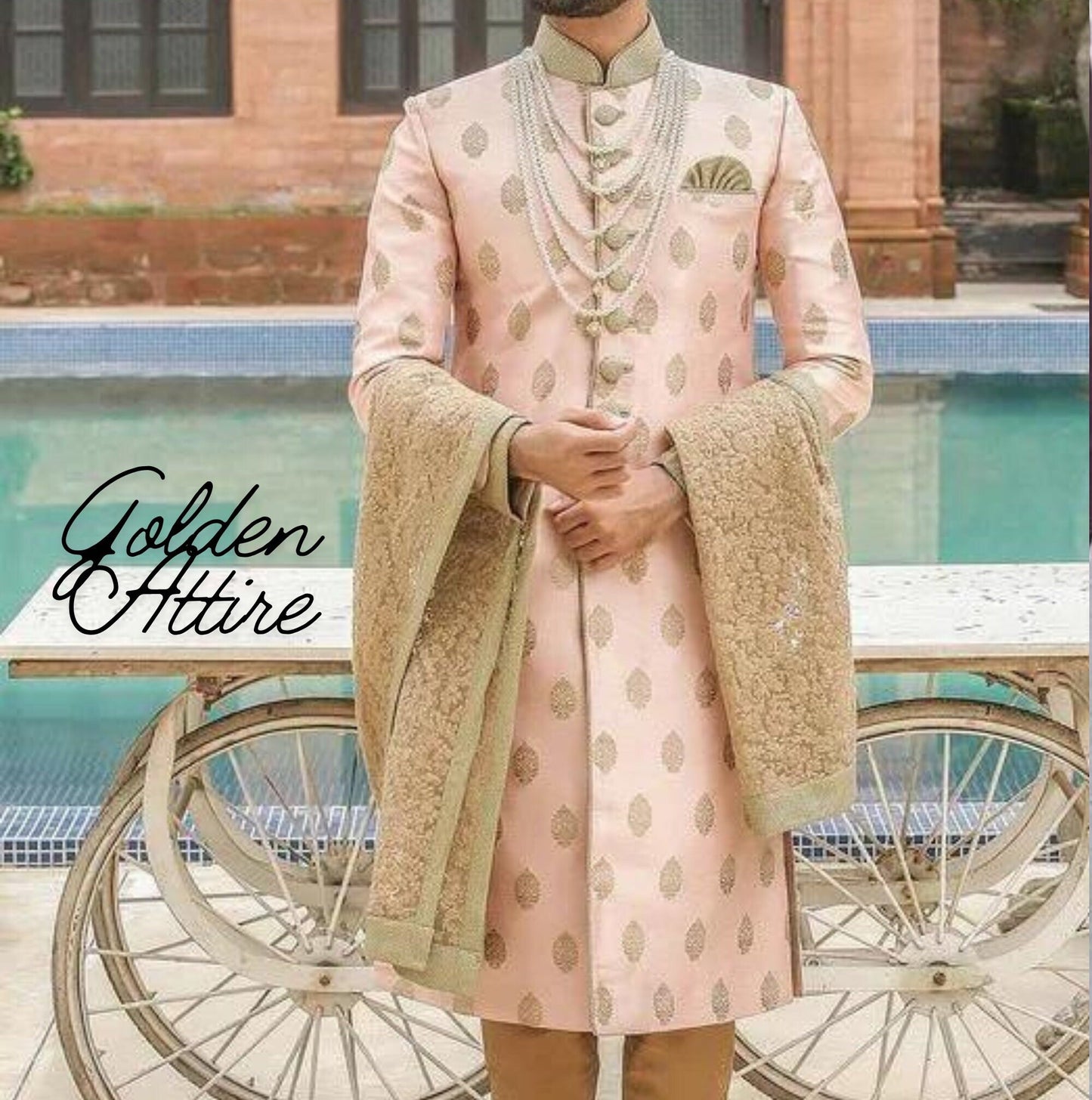 Charming Pink Sherwani for Men, Indian Wedding Groom Dress
