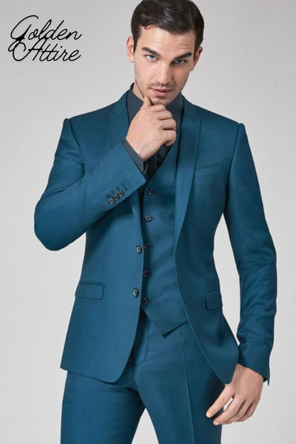 Classic 3-Piece Suit: Bespoke 2-Button Dinner Wedding Groom Suit