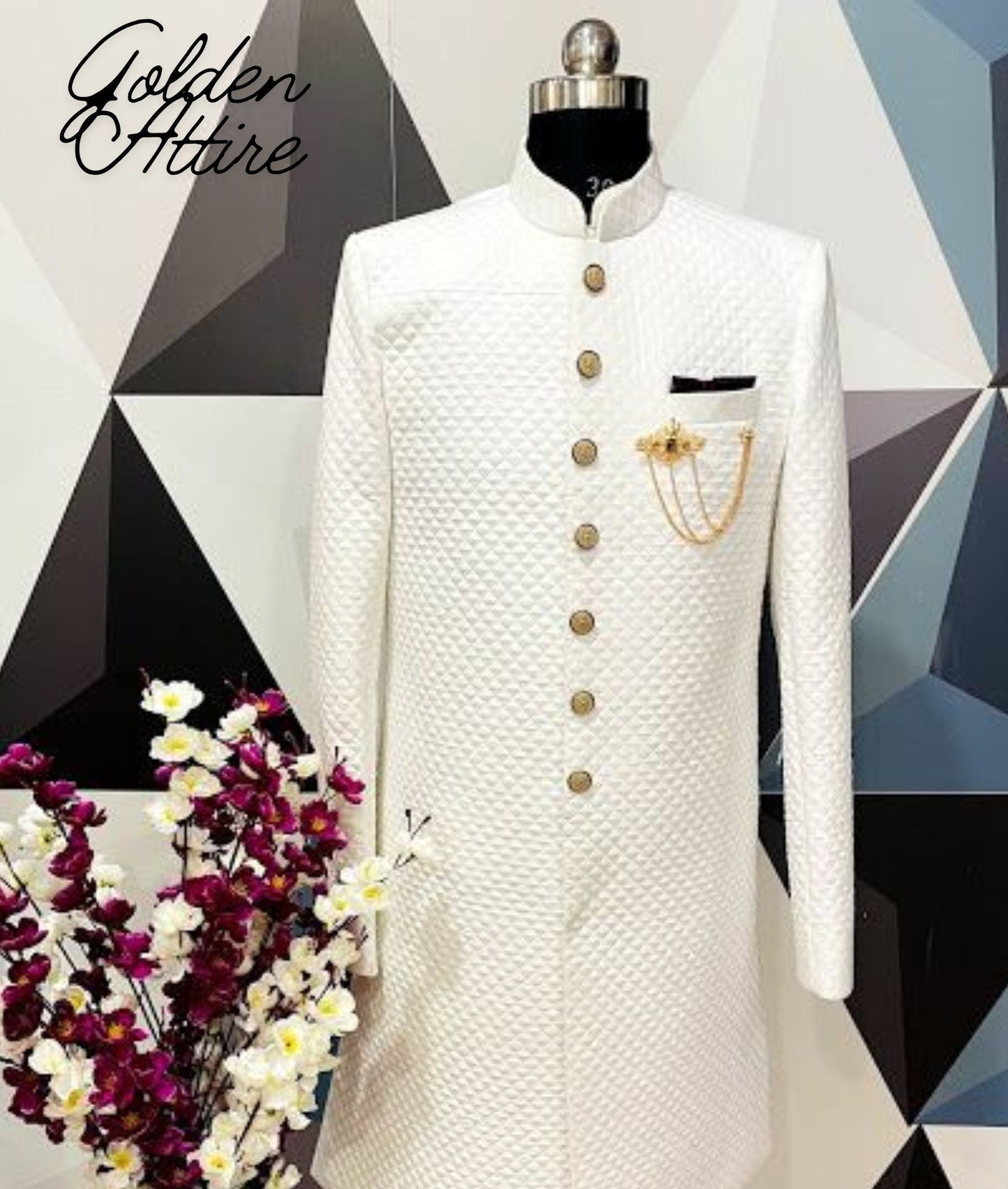 Embroidered Sherwani for Men: Indian Wedding Suit, Royal Style