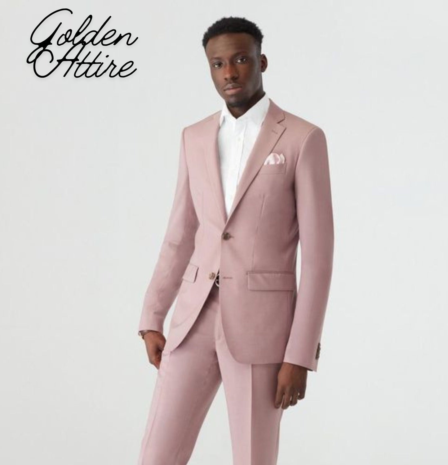 Dusty Rose 3-Piece Suit: Men's Wedding Groom Dinner Bespoke Suit