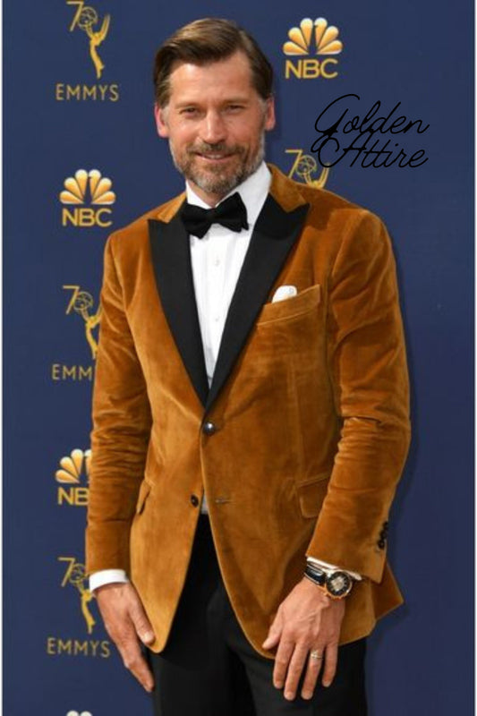 Gold Velvet Blazer, Men's Evening Dinner Party Coat