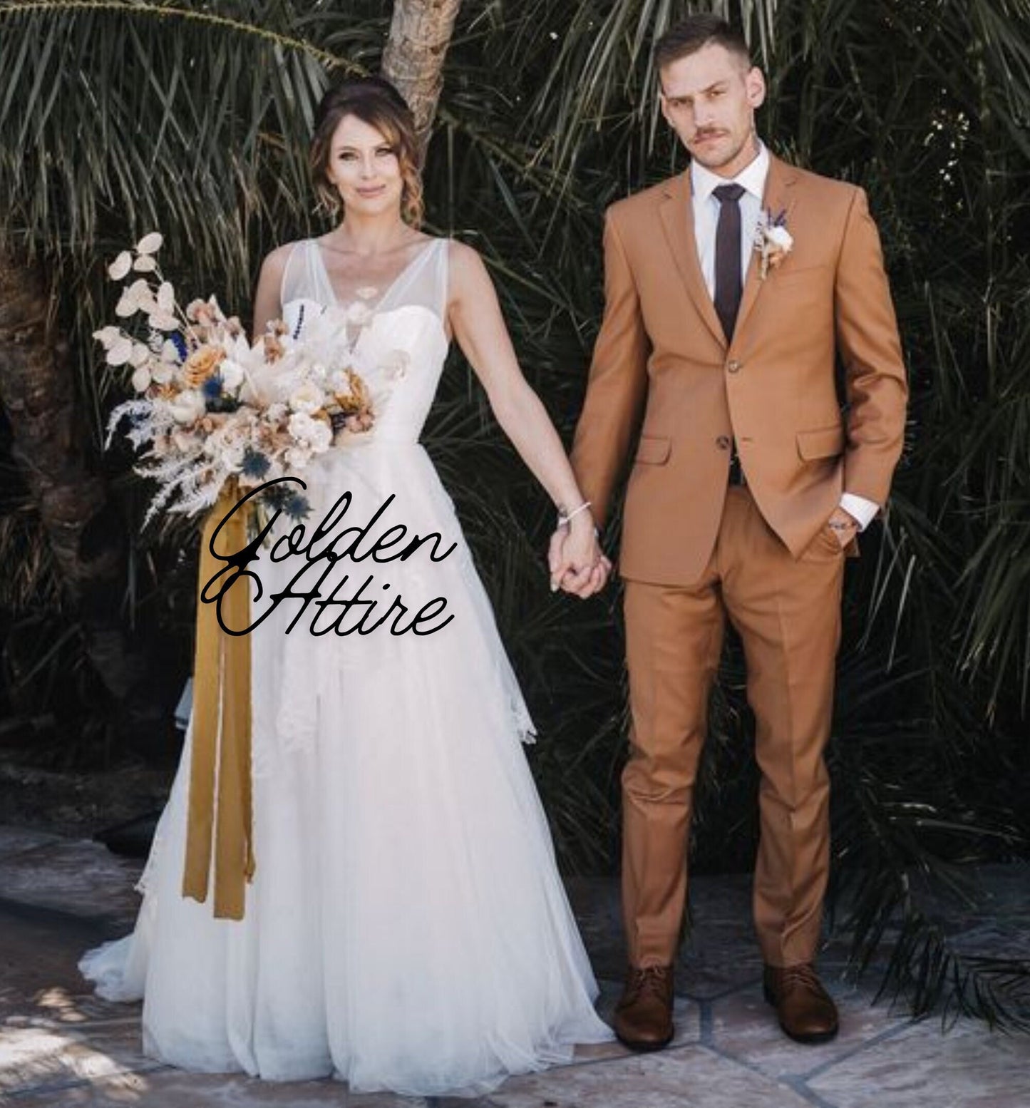 Brown Slim Fit Suit: 2-Piece Wedding Groom Suit