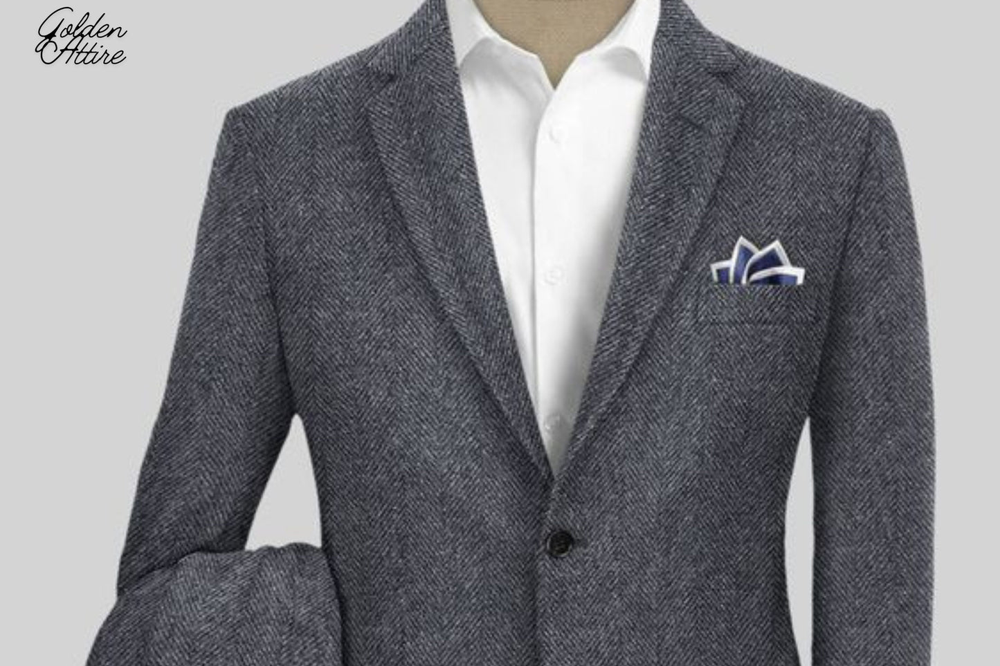 Grey Tweed Wool Suit: Vintage Style Three Piece Men's Suit