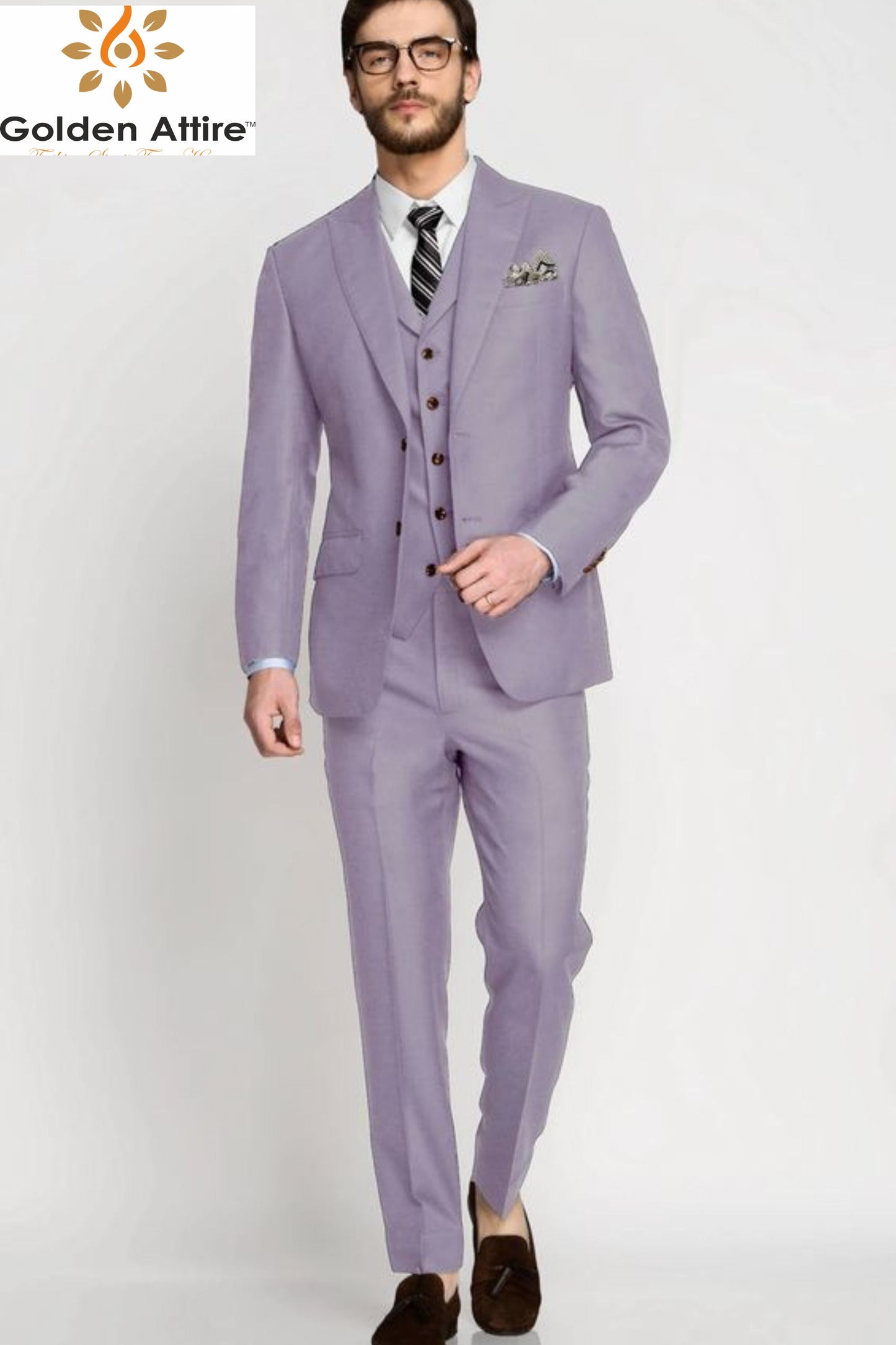 Light Purple Men's Suit: Two-Piece Wedding Dinner Suit