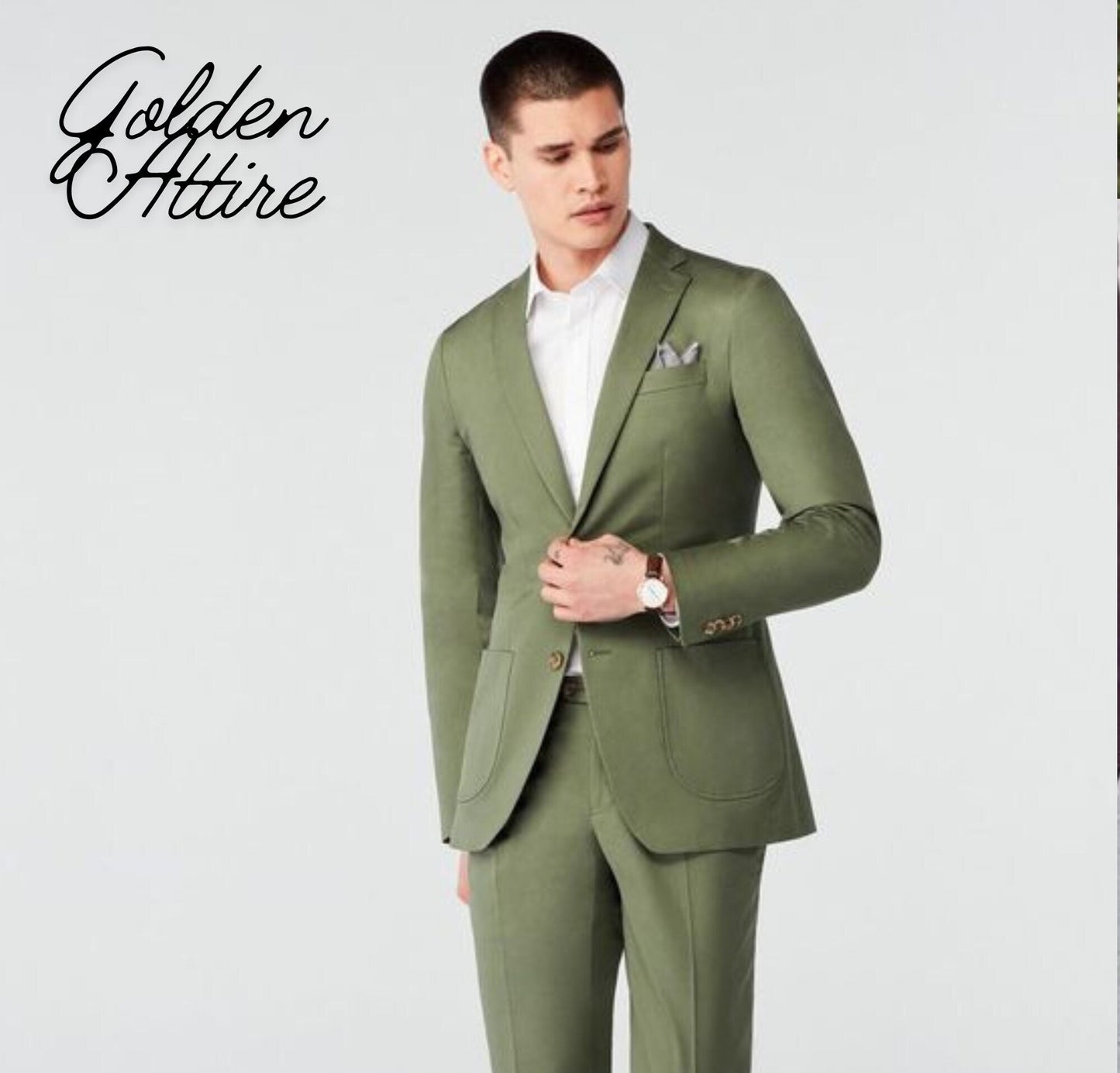 Green Three Piece Suit: Bespoke Wedding Suit for Men