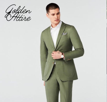 Green Three Piece Suit: Bespoke Wedding Suit for Men