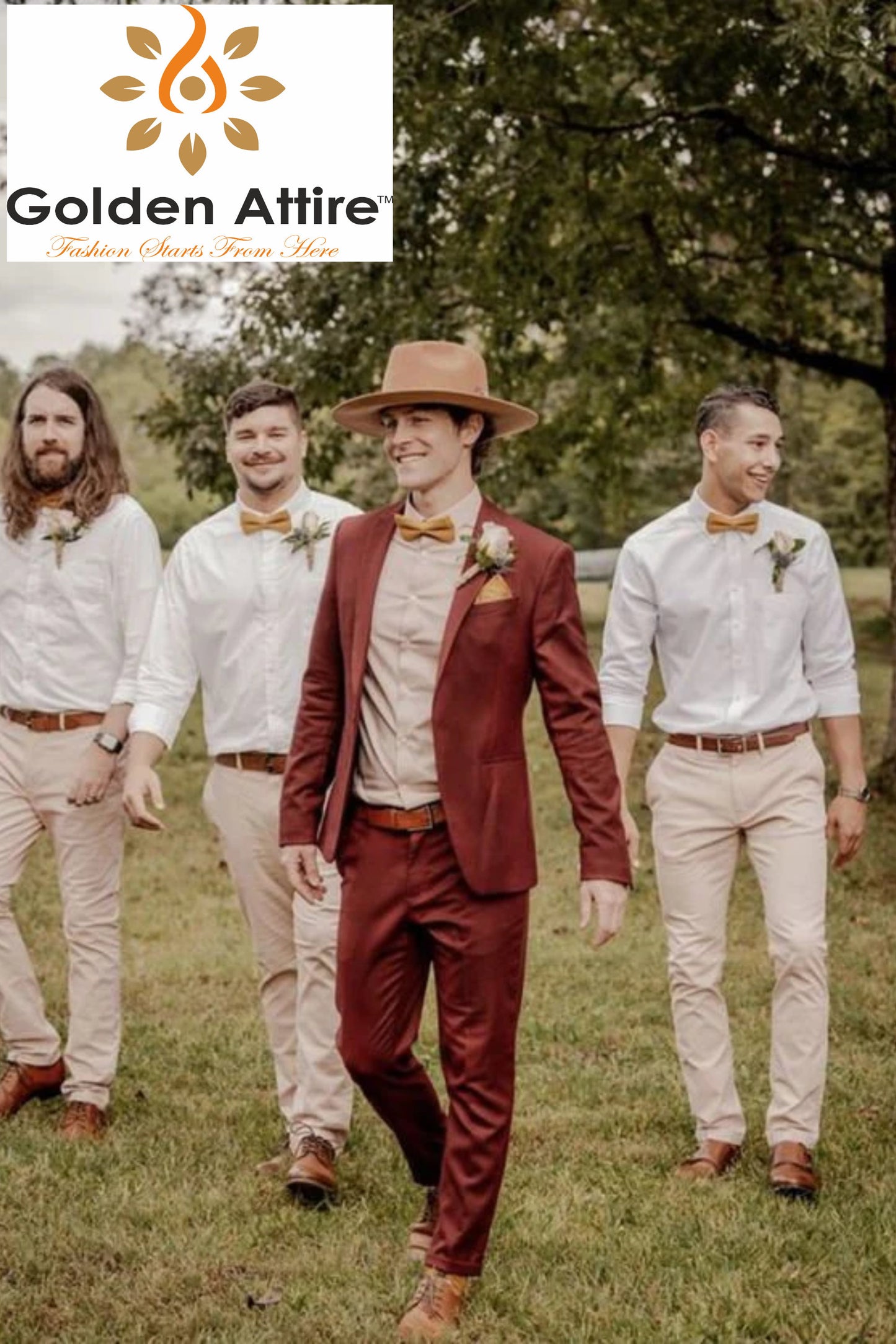 Terracotta Wedding Suit for Groom, Tailored fit, Rust colour Suits for men,