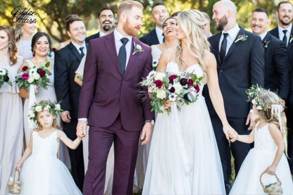 Purple Men's Suit: 2-Piece One Button Wedding Groom Dinner Suit