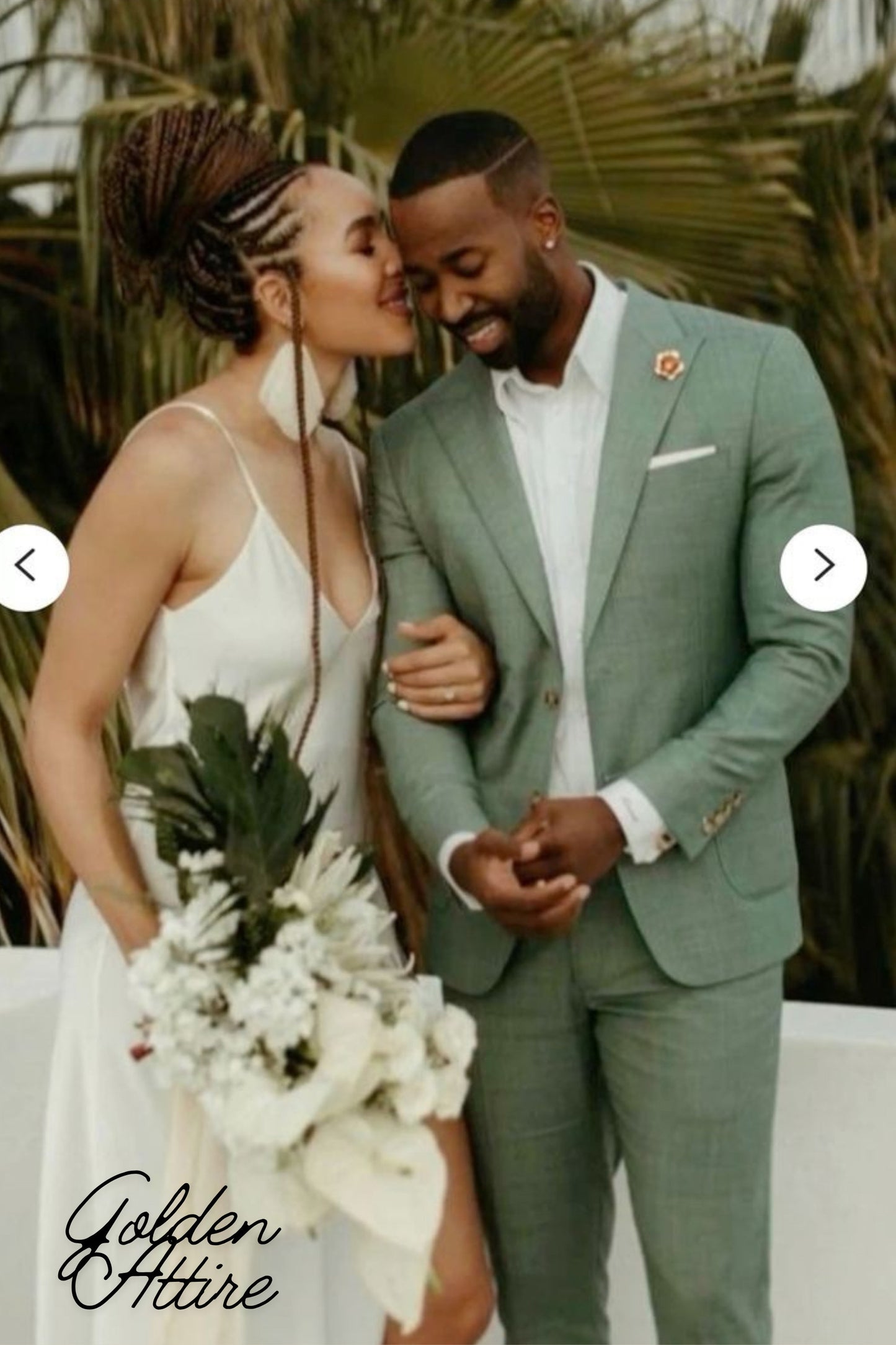 Green Men's Suit: Two Piece Wedding Suit, One Button Tuxedo