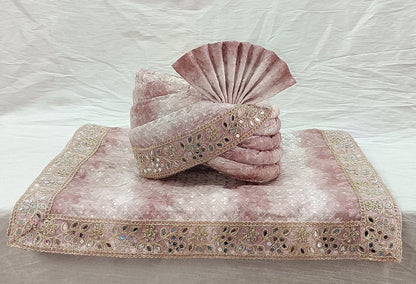 Dusty Rose Wedding Turban & Shawl Set, Indian Groom Safa