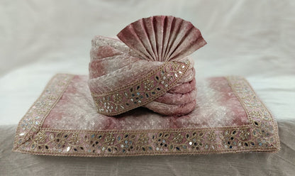 Dusty Rose Wedding Turban & Shawl Set, Indian Groom Safa