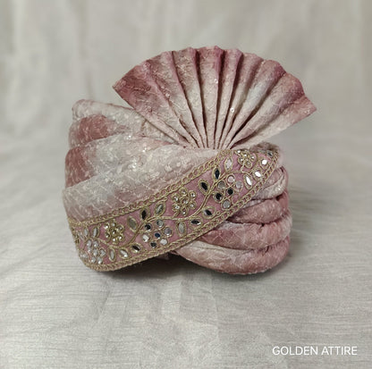 Dusty Rose Wedding Turban & Shawl Set, Indian Groom Safa