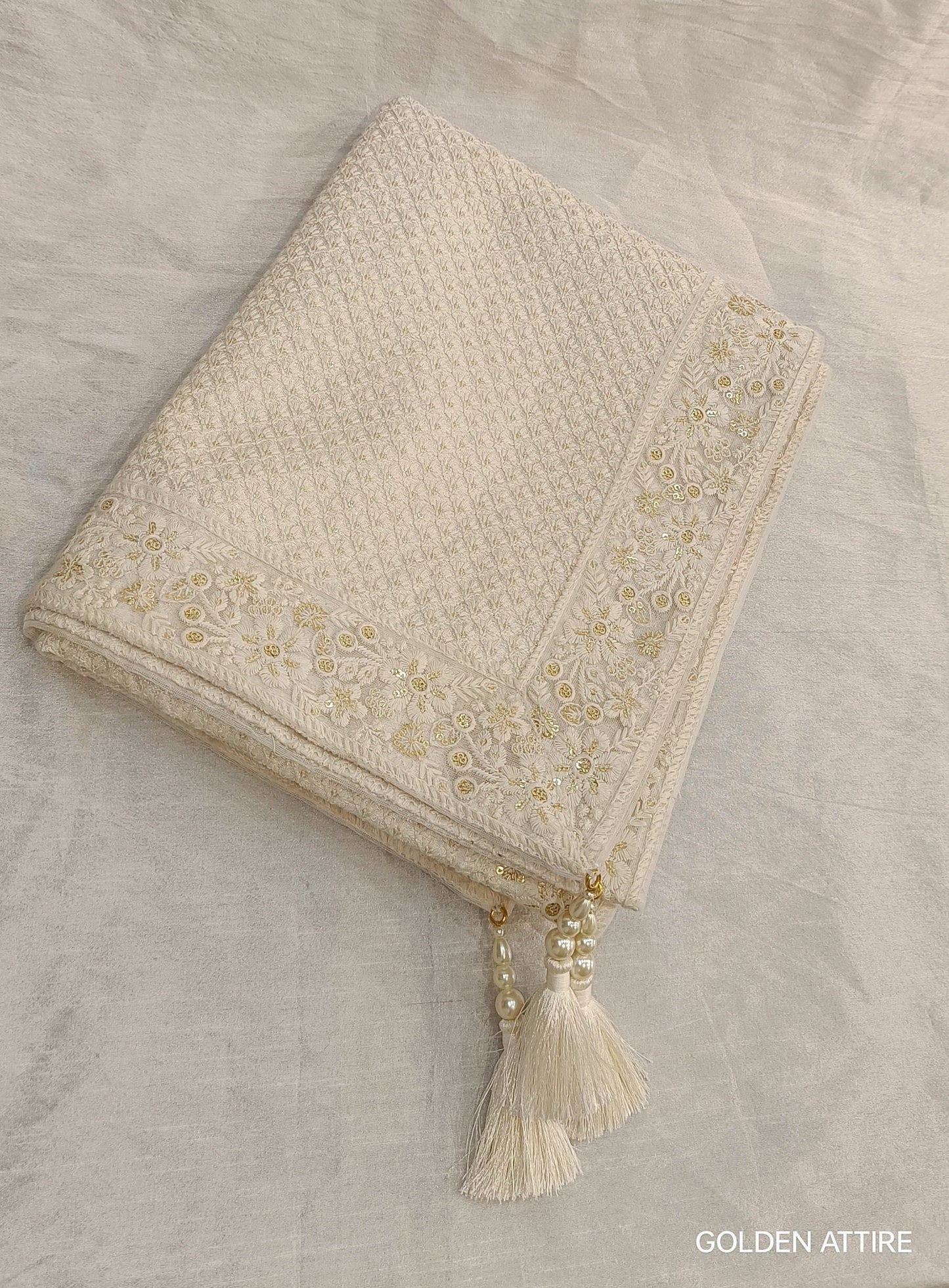Ivory Wedding Shawl for Groom, Elegant Sherwani Stole