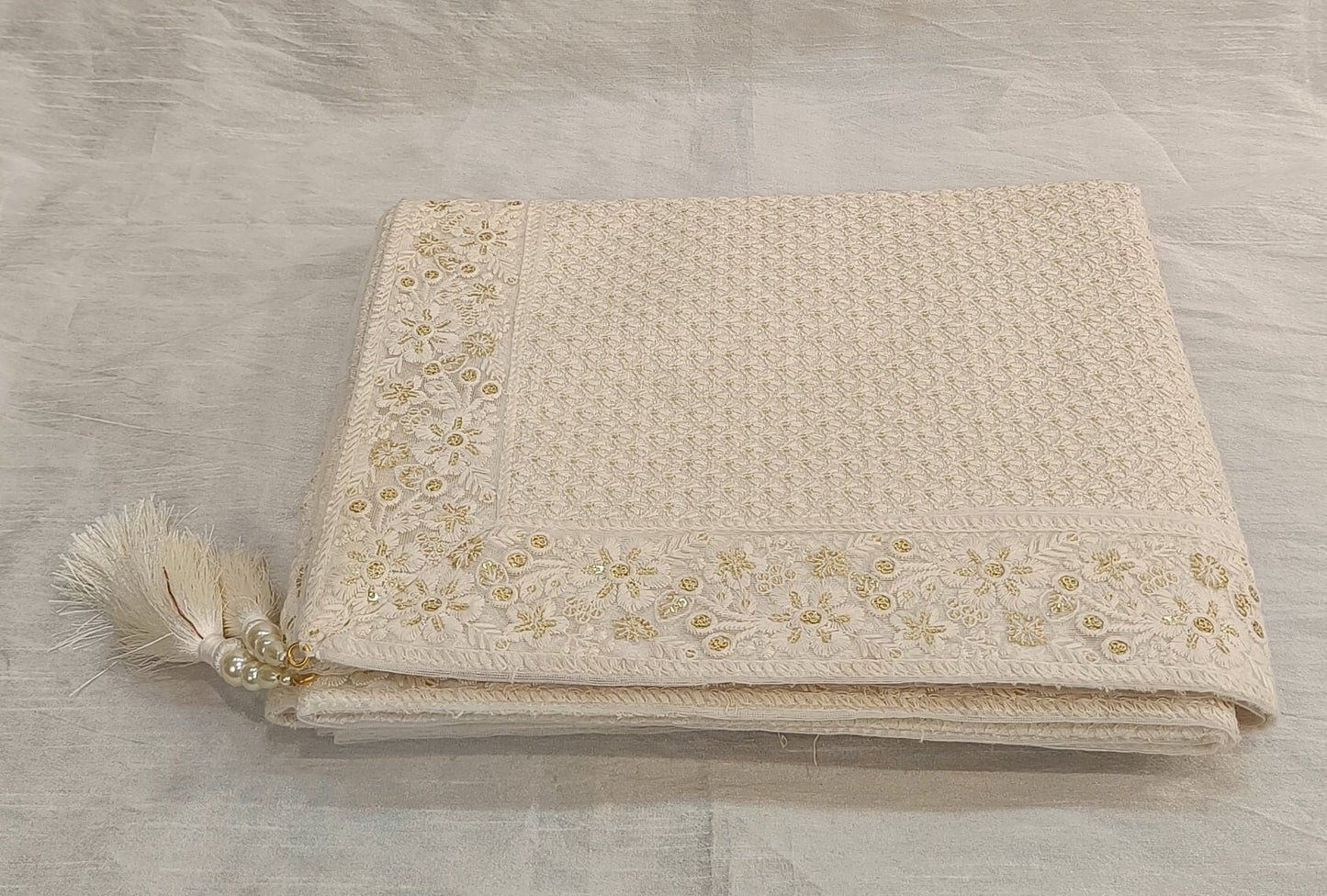 Ivory Wedding Shawl for Groom, Elegant Sherwani Stole