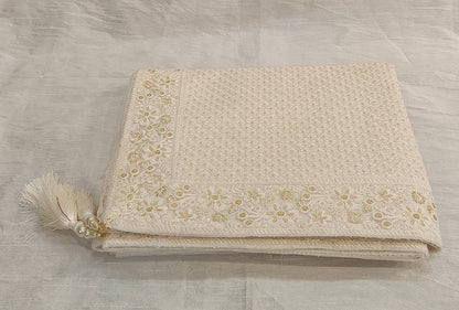 Ivory Wedding Shawl for Groom, Elegant Sherwani Stole