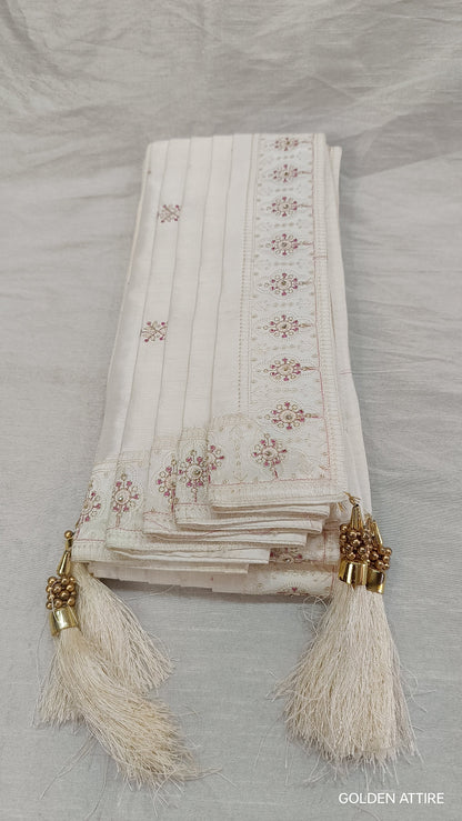 White Wedding Shawl for Groom: Indian Sherwani Dupatta