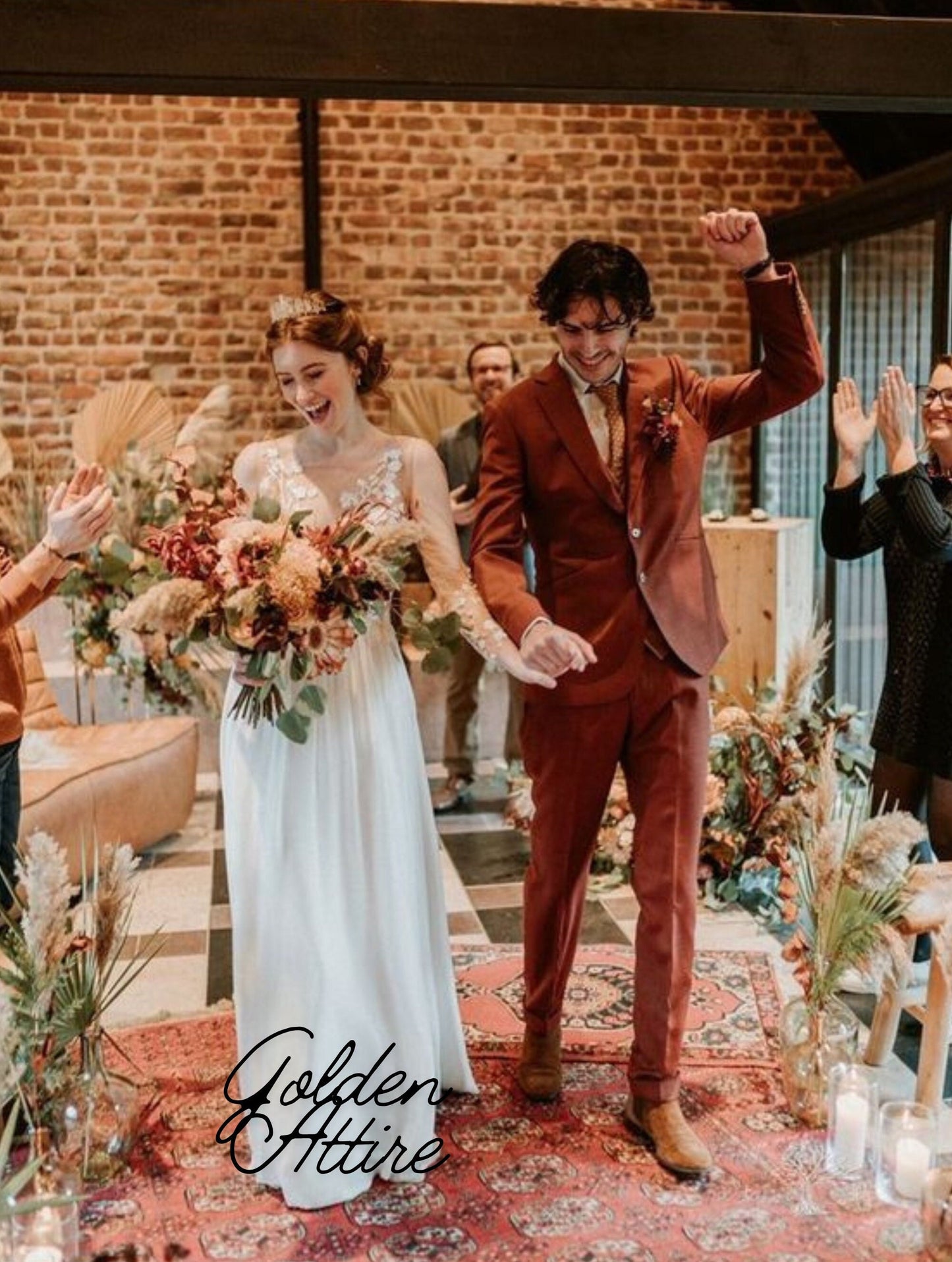Rust Men's Suit: Terracotta Wedding Three-Piece Suit