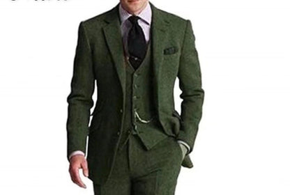 Green Tweed Men's Suit: 3-Piece Wedding Groom Suit, Bespoke Fit