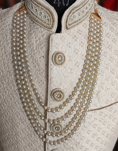 Indian Wedding Groom Necklace: Pearl Sherwani Kantha Mala
