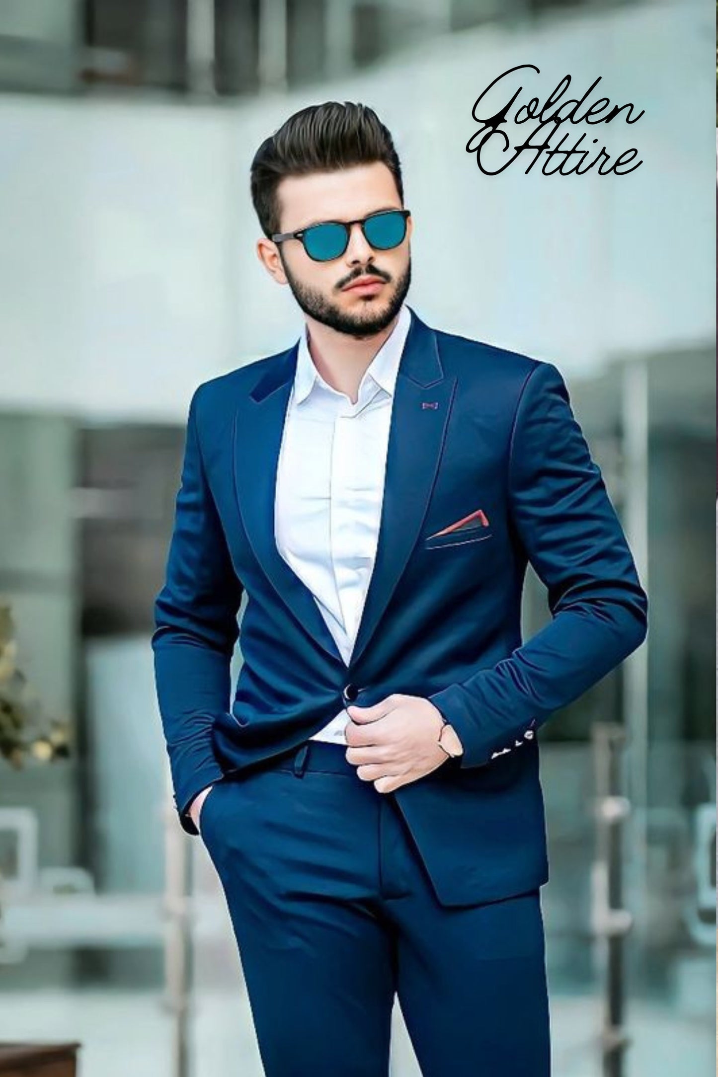 Navy Blue Suit: Men's Slim Fit 2-Piece Formal Fashion