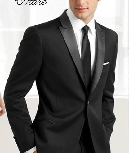 Slim Fit Black 3-Piece Suit: One Button Dinner Wedding Groom Suit