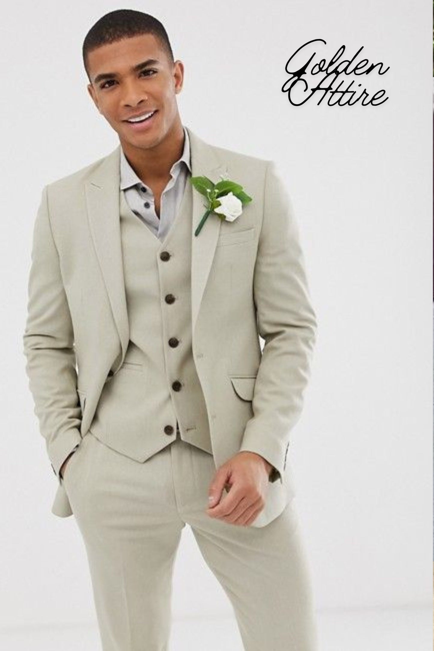 Men's Slim Fit 3 Piece Suit: Wedding Groom Tuxedo