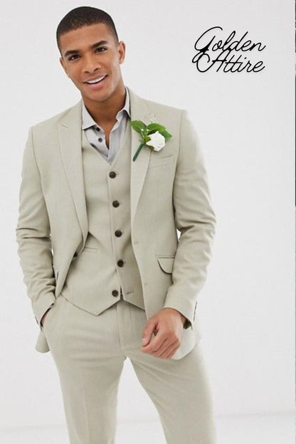 Men's Slim Fit 3 Piece Suit: Wedding Groom Tuxedo
