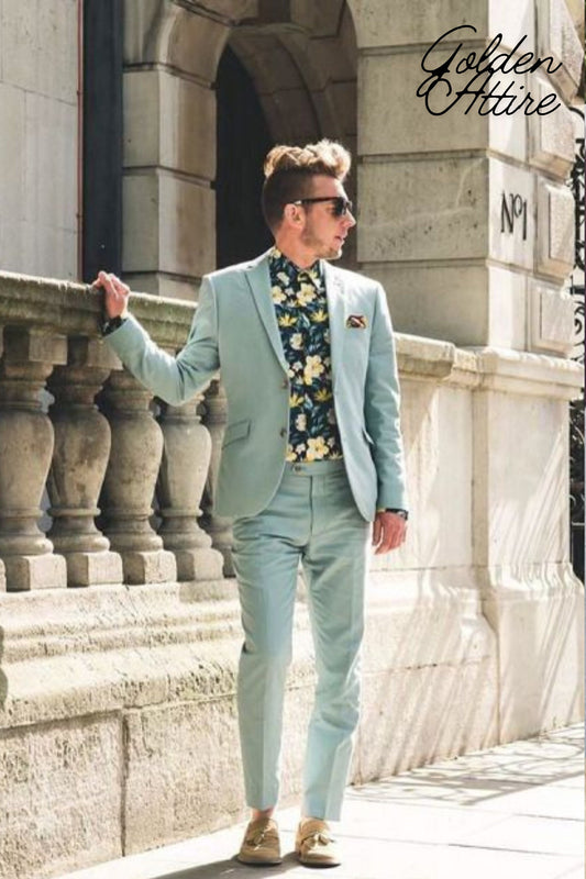 Sage Green Suit: Custom Three Piece Wedding Suit for Men
