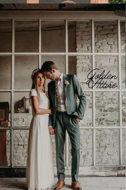 Green Suit for Men: 2-Piece Wedding Groom Suit