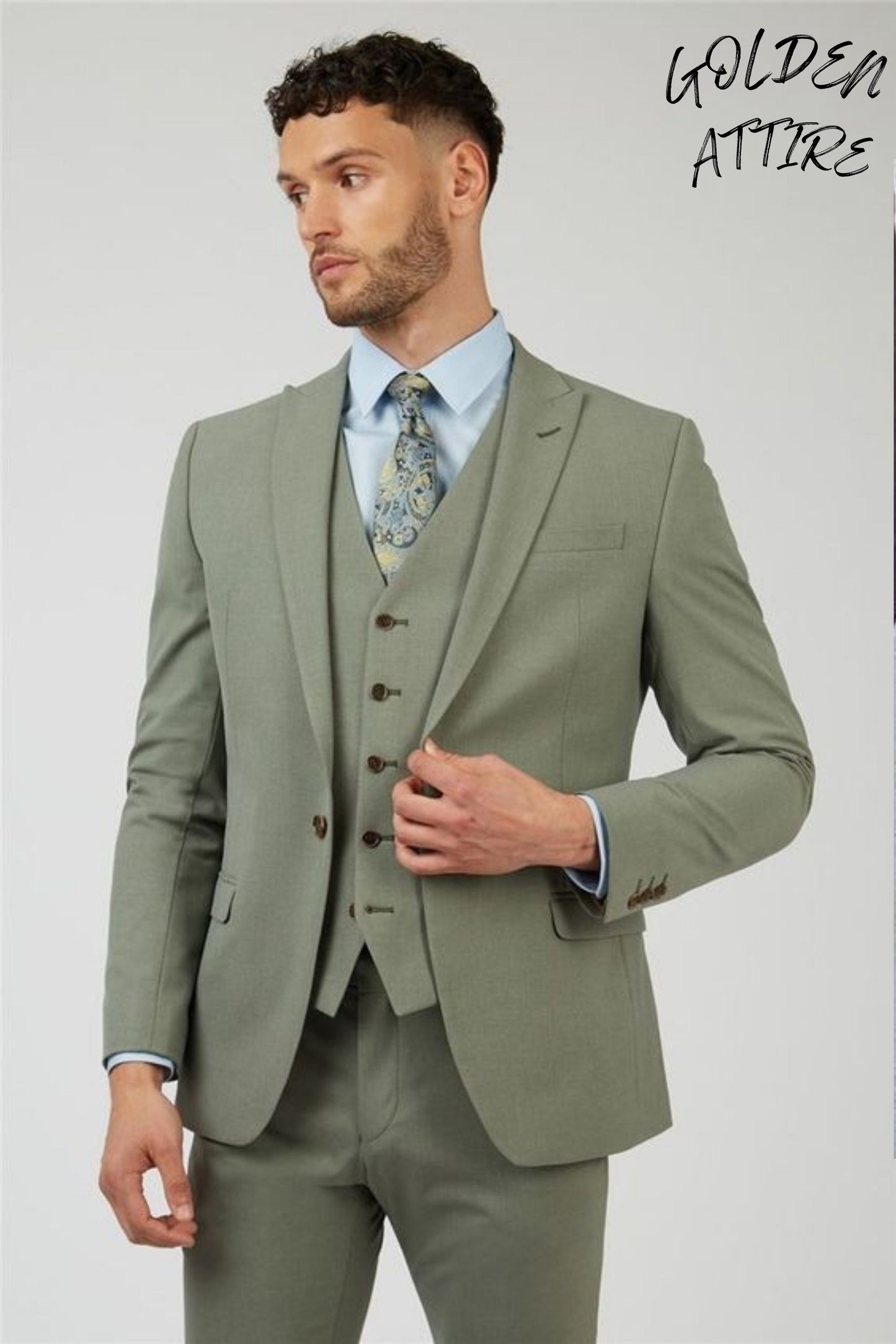 Green Three Piece Suit: Custom Wedding Suit for Men