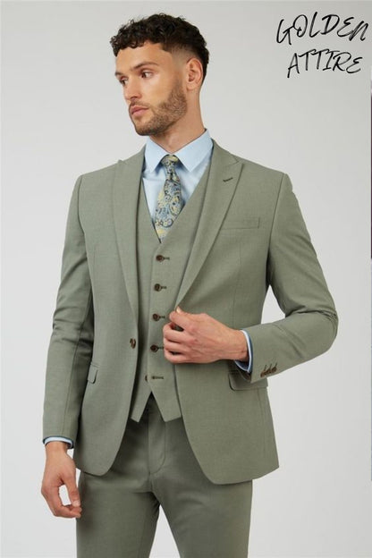 Green Three Piece Suit: Custom Wedding Suit for Men